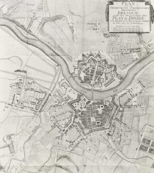 Plan von der Churfürstl. Saechsischen Residenz Dresden nebst den übrigen Vorstaedten (1:8 300) : Plan von der Kurfürstlich Sächsischen Residenz Dresden nebst den übrigen Vorstädten. Karte aus: Dassdorf, Karl Wilhelm: Beschreibung der vorzüglichsten Merkwürdigkeiten der Churfürstlichen Residenzstadt Dresden und einiger umliegenden Gegenden. Dresden, 1782. Band 2. Dresden: SLUB Hist.Sax.G.469-2