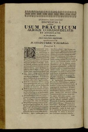 Disputatio I. exhibens Usum Practicum Arboris Consanguinitatis Et Affinitatis in foro Saxonico circa materiam nuptiarum.