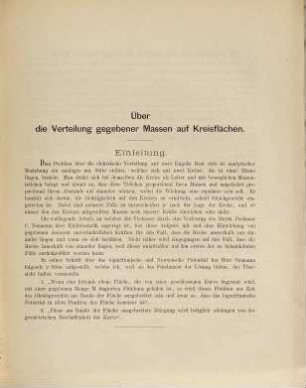 Über die Verteilung gegebener Massen auf Kreisflächen