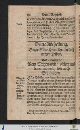 Dritte Abtheilung Begreifft die Kranckheiten deß untern Leibes.