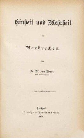 Einheit und Mehrheit der Verbrechen