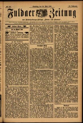 Erste Ausgabe vom Samstag, den 30. Mai 1896.
