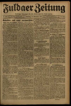 Erste Ausgabe vom Samstag, den 19. November 1921.