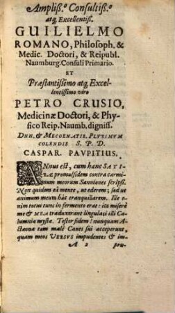 Casparis Paupiti[i] Satirae Promulsis, Quibusdam suorum Carminum Sannionibus imposita