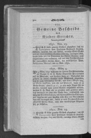VII. Gemeine Bescheide des Nieder-Gerichts.
