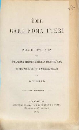 Über Carcinoma uteri : Inaug.-Diss.