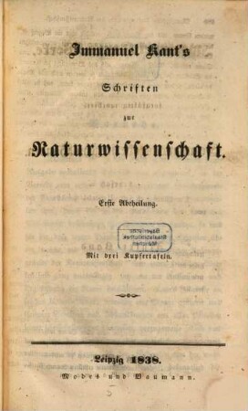 Sorgfältig revidirte Werke : in zehn Bänden. 8. Schriften zur Naturwissenschaft. Abth. 1. - 1839