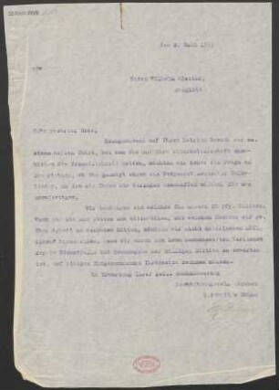 Brief an Wilhelm Aletter : 03.06.1914