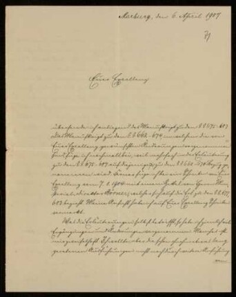 71: Brief von Fritz André an Gottlieb Planck, Marburg, 6.4.1907