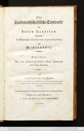 Th. 1: Von den landwirthschaftlichen Kauf-Contracten und deren Cautelen