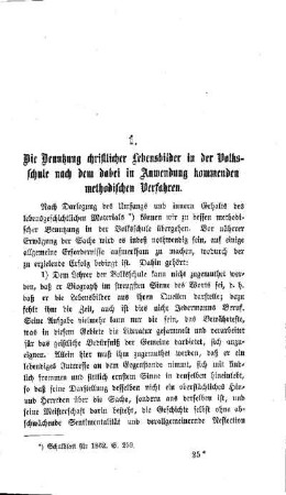 Die Benutzung christlicher Lebensbilder in der Volksschule nach dem dabei in Anwendung kommenden methodischen Verfahren