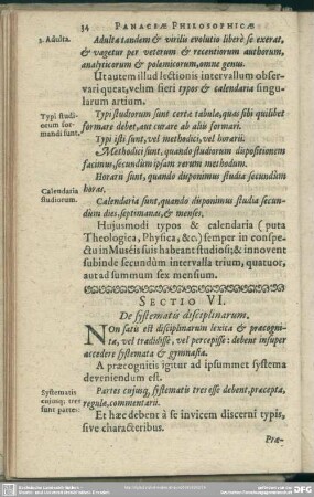 Sectio VI. De systematis disciplinarum