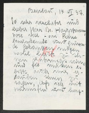 Brief von Elfriede Grundmann an Gerhart Hauptmann