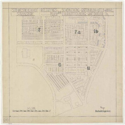 Belegungspläne Schöneberg /Charlottenburg (kartoniert) Südwestkirchhof Stahnsdorf - Schöneberg Gartenblock II, Feld 6 Wahlstellen ; Charlottenburg Gartenblock Ib