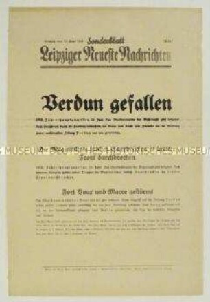 Sonderblatt der "Leipziger Neuesten Nachrichten" zur Eroberung von Verdun