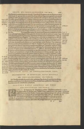 Epistola Pauli Apostoli Ad Thessalonicenses Secunda.