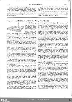 50 Jahre Kollmar & Jourdan AG., Pforzheim