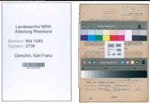 Entnazifizierung Karl Franz Darschin , geb. 22.03.1914 (Bahninspektor)