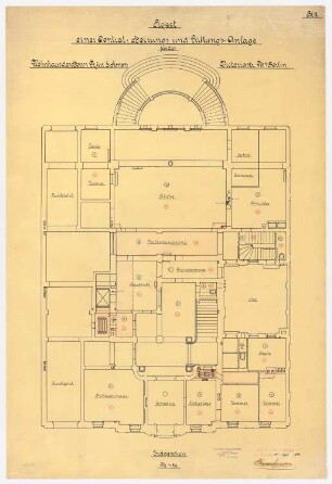 Wohnhaus Dr. Eduard Simon, Berlin: Zentralheizungs- und Lüftungsanlage im Erdgeschoss 1:50