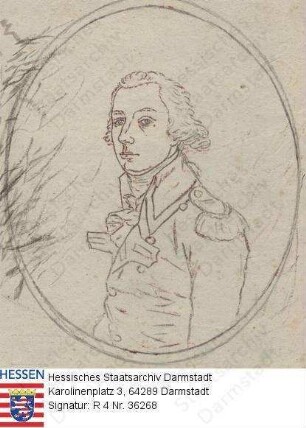 Hill, Friedrich Jakob (1758-1846) / Porträt eines jungen Mannes in Uniform, Halbifigur in Oval