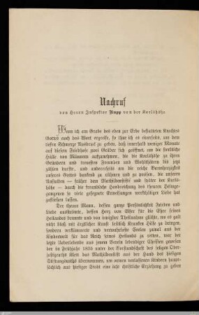 Nachruf von Inspektor Rupp