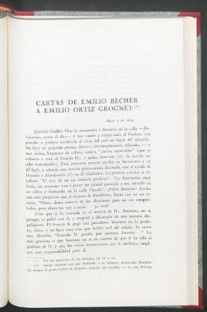 Cartas de Emilio Becher a Emilio Ortiz Grognet