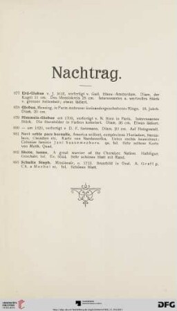 Nachtrag (Nr. 877 - 883)