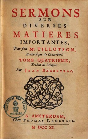 Sermons sur diverses matieres importantes, 4