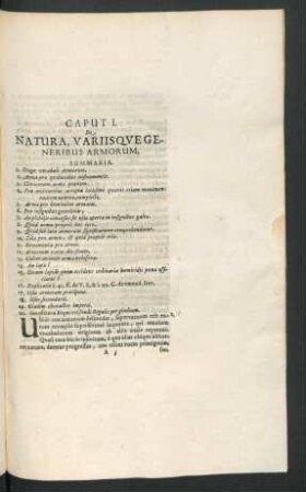 Caput I. De Natura, Variisque Generibus Armorum.