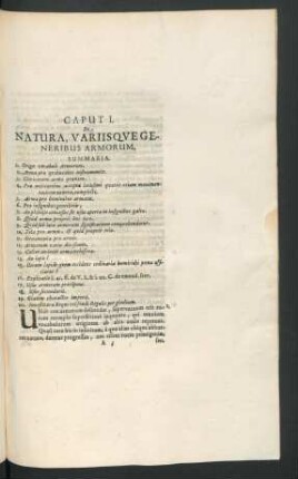 Caput I. De Natura, Variisque Generibus Armorum.