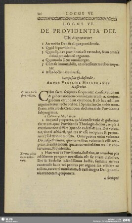 Locus VI. De Providentia Dei