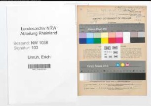 Entnazifizierung Erich Unruh , geb. 06.09.1900 (Beamter)