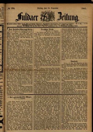 Ausgabe vom Freitag, den 18. Dezember 1885.