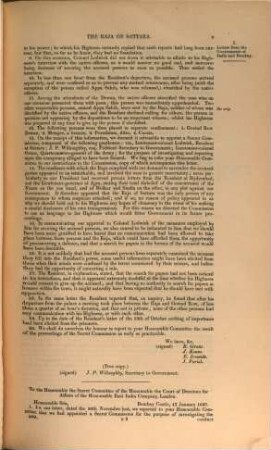 Return to an address dated 23. June 1840 : Copies or Extracts ... the deposition of the Raja of Sattara, and the appointment of his brother as his successor, Parte I.