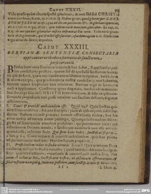 Caput XXXIII. Bertianae Sententiae Consectaria applicantur orthodoxae sententiae de sanctorum perseverantiâ