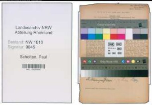 Entnazifizierung Paul Scholten , geb. 26.07.1905 (Angestellter)