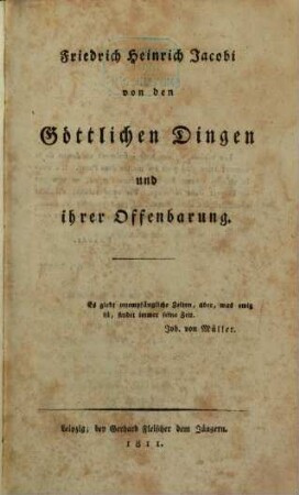 Von den Göttlichen Dingen und ihrer Offenbarung