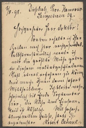 Brief an B. Schott's Söhne : 03.08.1898