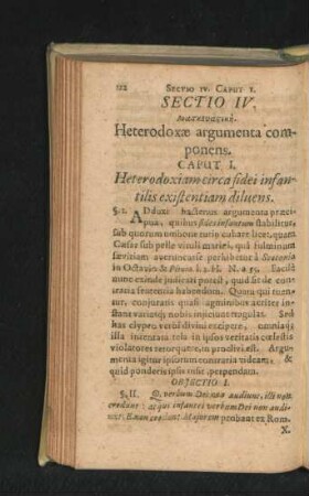 Sectio IV. Heterodoxae argumenta componens.