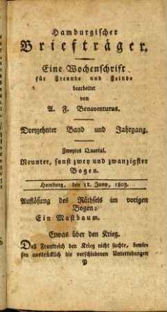 Neunter, sonst zwey und zwanzigster Bogen