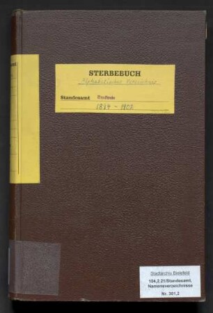 Namensverzeichnis zum Sterberegister Brackwede, 1894 - 1902