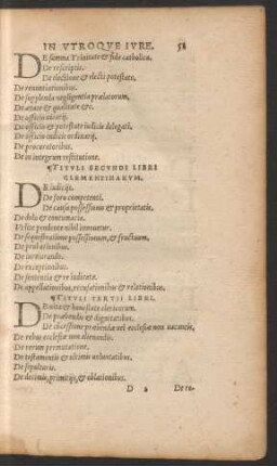 Tituli Secundi Libri Clementinarum.
