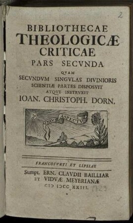 Pars 2.: Bibliotheca Theologica Critica. Pars 2.