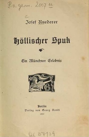 Höllischer Spuk : ein Münchner Erlebnis