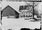 Mühle Bingen: Hof des Karl Störk im Winter; vor dem Haus Pferdefuhrwerk