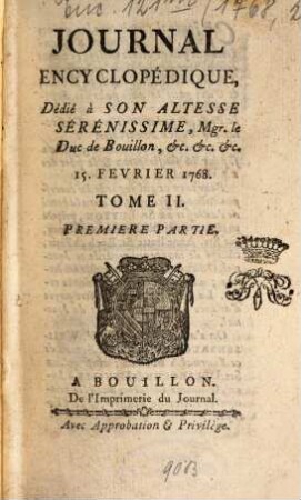 Journal encyclopédique ou universel. 1768, 2