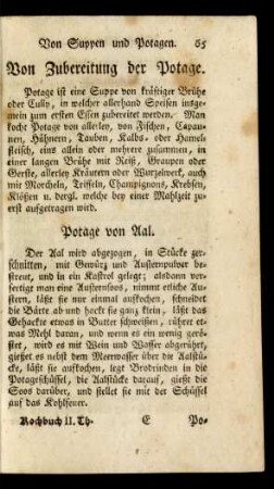 Von Zubereitung der Potage.