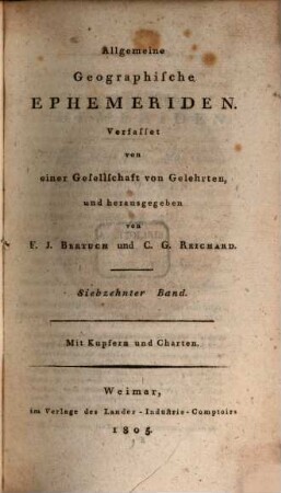 Allgemeine geographische Ephemeriden. 17. 1805