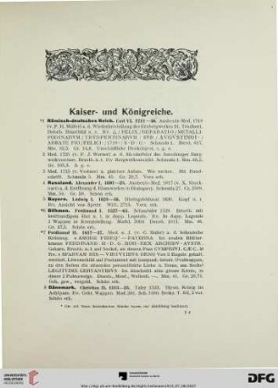 Kaiser- und Königsreiche (Nr. 1-109)