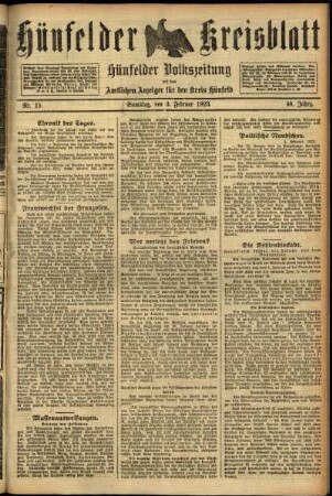 Ausgabe vom Samstag, den 03. Februar 1923.